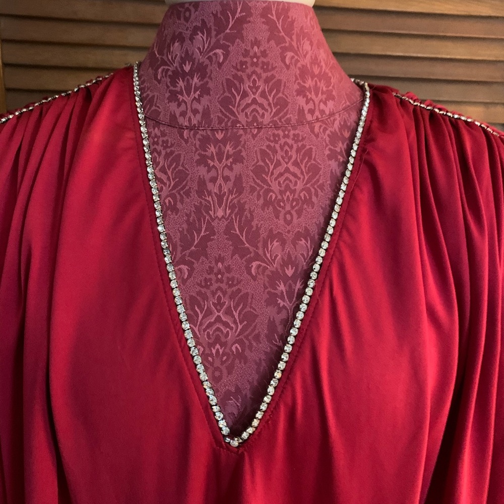 1970s Oscar de la Renta for Swirl Long Red Caftan
